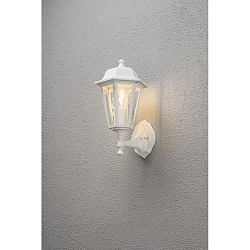 Wall luminaire, 1-flame aufwärts BIG, IP23, E27 max. 60W, E27 max. 60W, white aluminium / clear glass