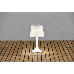 Solar bordlampe ASSISI med afbryder, med sk�rm IP44, blank, hvid 
