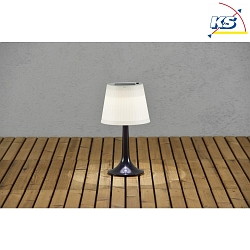 Solar HighPower LED table luminaire ASSISI, IP44, 0.5W 4500K, black plastic base / satined shade