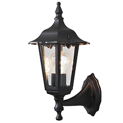 Udendørs wall luminaire FIRENZE E27 IP43, sort, gennemsigtig
