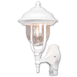 Udend�rs wall luminaire PARMA med bev�gelsesdetektor E27 IP44, gennemsigtig, hvid