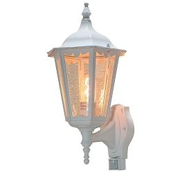 Udend�rs wall luminaire FIRENZE med bev�gelsesdetektor E27 IP44, gennemsigtig, hvid