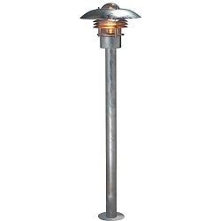 Standerlampe MODENA E27 IP23, stål, gennemsigtig