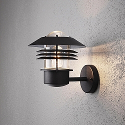 Udendørs wall luminaire MODENA up E27 IP44, sort, gennemsigtig