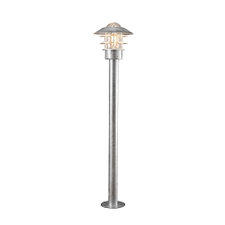 Standerlampe MODENA E27 IP23, stål, gennemsigtig