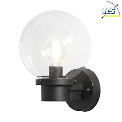 Outdoor wall luminaire NEMI with daylight switch, E27 max. 60W, black, plastic / clear glass
