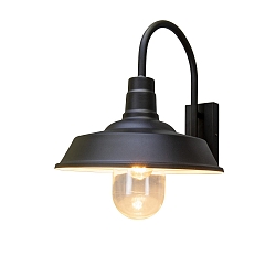 Udend�rs wall luminaire TRAPANI down, stor, rund E27 IP44, sort d�mpbar