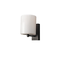 Udend�rs wall luminaire PORTICI cylindrisk, med diffuser E27 IP44, sort mat d�mpbar