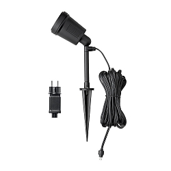 Outdoor LED wall and groundspike spot AMALFI, 12V, 1-flame, 4W 3500K 280lm, incl. Trafo, removable spike, black
