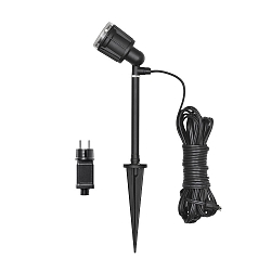 Outdoor LED wall and groundspike spot AMALFI, 12V, 1-flame, 1W 3500K 70lm, incl. Trafo, removable spike, black