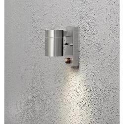 Udendørs wall luminaire MODENA down, med bevægelsesdetektor GU10 IP44, rustfrit stål, gennemsigtig