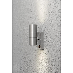 Udendørs wall luminaire MODENA up / down, med bevægelsesdetektor GU10 IP44, rustfrit stål, gennemsigtig