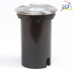 Outdoor in-ground spot, IP65, round cover,  11cm, GU10 max. 7W, stainless steel 304 / clear glass