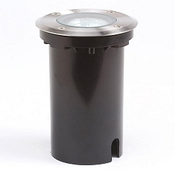 Gulvindbygningslampe rund, indbygget version GU10 IP65, rustfrit st�l, gennemsigtig