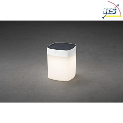 Sollampe ASSISI Kubusform IP44, opal, hvid dmpbar