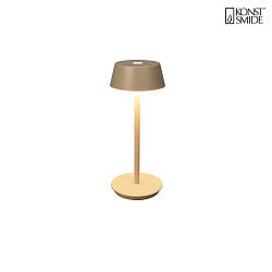battery table lamp LYON with USB connection, CCT Switch, RGB, with touch dimmer IP54, sand coloured dimmable