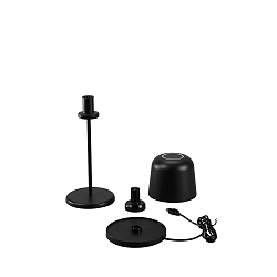 Batteri bordlampe BIOT USB IP54, sort d�mpbar