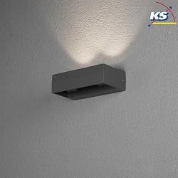 HighPower LED outdoor wall luminaire MONZA, Up/Down shifted, 12W 3000K 800lm, anthracite, aluminium / clear glass