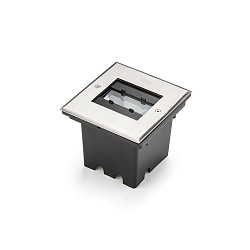 Gulvindbygningslampe firkantet, indbygget version IP65, rustfrit st�l, gennemsigtig 