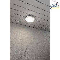 Outdoor LED wall or ceiling luminaire CESENA, IP54, round, 10W 3000K 900lm, white aluminium / opal acrylic glass
