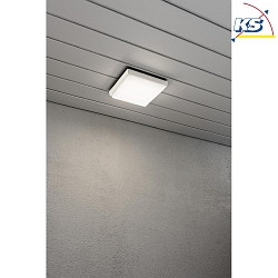 Outdoor LED wall or ceiling luminaire CESENA, IP54, angular, 10W 3000K 900lm, white aluminium / opal acrylic glass