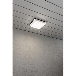Outdoor LED wall or ceiling luminaire CESENA, IP54, angular, 10W 3000K 900lm, white aluminium / opal acrylic glass