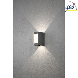 Outdoor HighPower LED wall luminaire CREMONA, 2-sided adjustable 0-90, 12W 3000K 720lm, anthracite / aluminium, plastic opal
