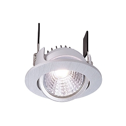 KapegoLED Loftindbygningslampe COB-68-350mA-4000K-rund-flad, b�rstet s�lv