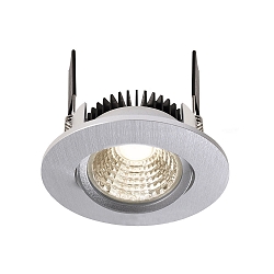 LED Loftindbygningslampe COB-68-350mA-RUND, str�m konstant, 6W, 4000K, 45�, b�rstet s�lv