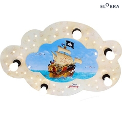 LED Picture cloud CAPT'N SHARKY AUF HOHER SEE, 5x E14,40 LED, beige