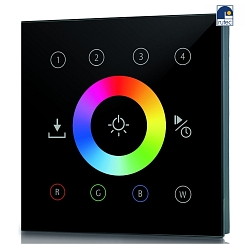 AC-Funk Touchpanel 4 ZONEN, RGBW, glass black, static, IP20