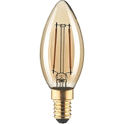 Gl�dep�re kerteformet C35 GOLD omskiftelig C35 klar E14 2,5W 180lm 1800K 320� CRI 80-89 