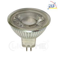 LED MR16 glass reflector lamp, 12V AC/DC, GU5.3, 5W 3000K 345lm 38