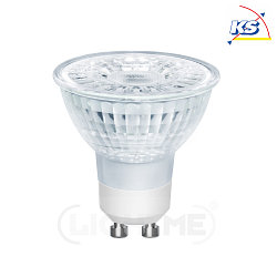 LED glass reflector lamp, GU10, 5W 3000K 350lm 38, dimmable