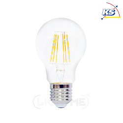 LED pear shape filament lamp A60, E27, 7W 2700K 810lm, dimmable, clear