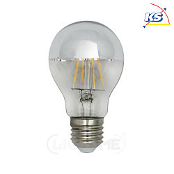 LED mirror-head pear shape filament lamp A60, E27, 4.5W 2700K, silver / clear