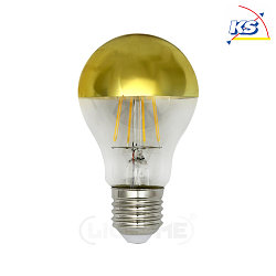 LED mirror-head pear shape filament lamp A60, E27, 5W 2700K, gold / clear