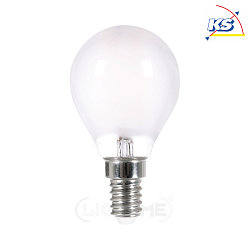 LED drop shape filament lamp P45, E14, 2.5W 2700K 250lm, frosted