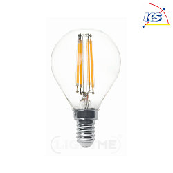 LED drop shape filament lamp P45, E14, 4.5W 2700K 470lm, dimmable