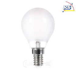 LED drop shape filament lamp P45, E14, 4.5W 2700K 470lm, dimmable, frosted