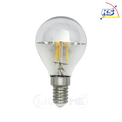 LED mirror-head filament SV P45, E14, 4.5W 2700K 400lm, dimmable, silver / clear