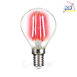 Decorative LED drop shape filament lamp P45, E14, 4W red / clear