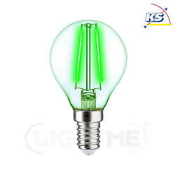 Decorative LED drop shape filament lamp P45, E14, 4W green / clear