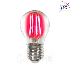 Decorative LED drop shape filament lamp P45, E27, 4W red / clear