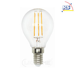 LED drop shape filament lamp P45, E14, 4.5W 4000K 470lm