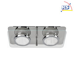 Ceiling luminaire CHROMIA, 2-flame, incl. 2x GU10 5W 2700K 400lm (3-Step-dimmable), chrome / satined