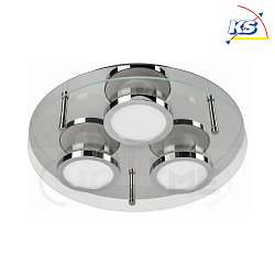 Ceiling rondel CHROMIA, 3-flame, incl. 3x GU10 5W 2700K 400lm (3-Step-dimmable), chrome / satined