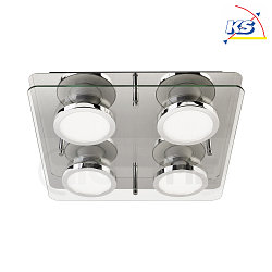 Ceiling luminaire CHROMIA, 4-flame, incl. 4x GU10 5W 2700K 400lm (3-Step-dimmable), chrome / satined