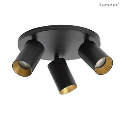 Loftlampe SPOTON CIRCLE 3 3-flammer GU10 IP20, guld, sort