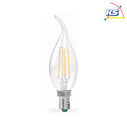 LED flurry candle shape filament lamp C35T, E14, 4W 2700K 400lm, clear
